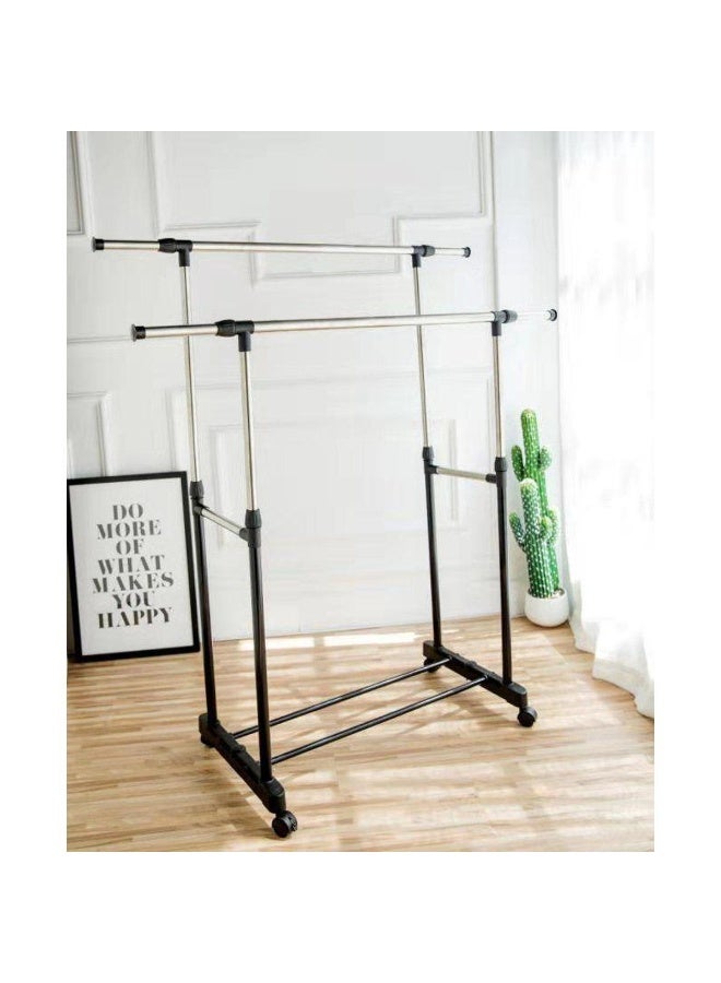 MAKS & CO. Double Pole Clothes Hanger Rack – Black/Silver Metal Garment Stand 84.5 × 43 cm - Image 4